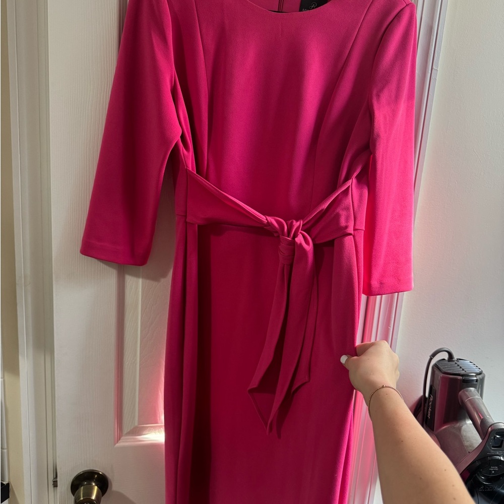 adrianna papell tie waist crepe sheath dress - Picture 10 of 10